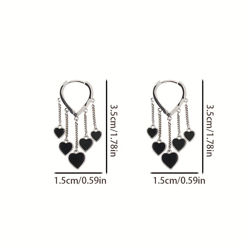 ❤️❤️Fashionable Black LOVE Heart Tassel Earrings