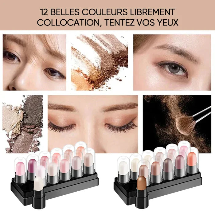 12 Colors Eyeshadow Pencil Set Waterproof Long Lasting Glitter Shimmer Highlighter