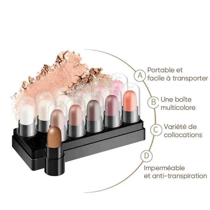 12 Colors Eyeshadow Pencil Set Waterproof Long Lasting Glitter Shimmer Highlighter