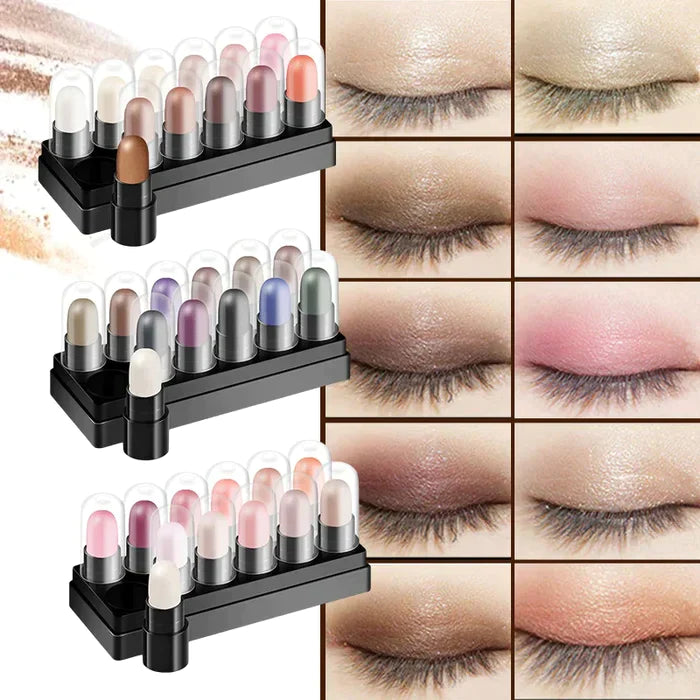 12 Colors Eyeshadow Pencil Set Waterproof Long Lasting Glitter Shimmer Highlighter