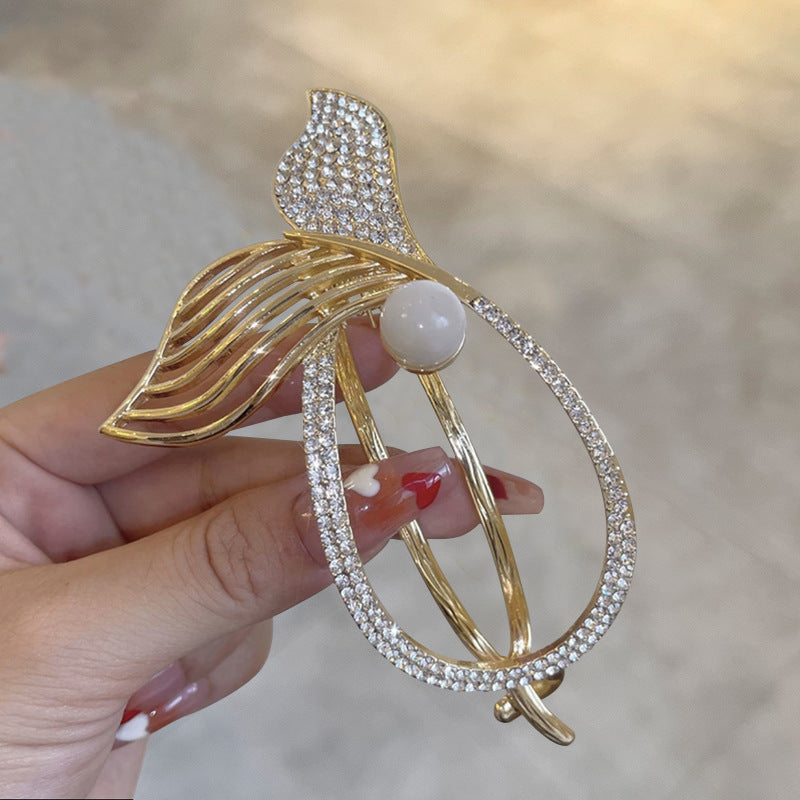 💖💖Rhinestone Fish Tail & Pearl Decor Hair Clip