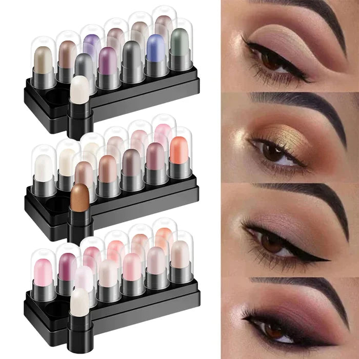 12 Colors Eyeshadow Pencil Set Waterproof Long Lasting Glitter Shimmer Highlighter