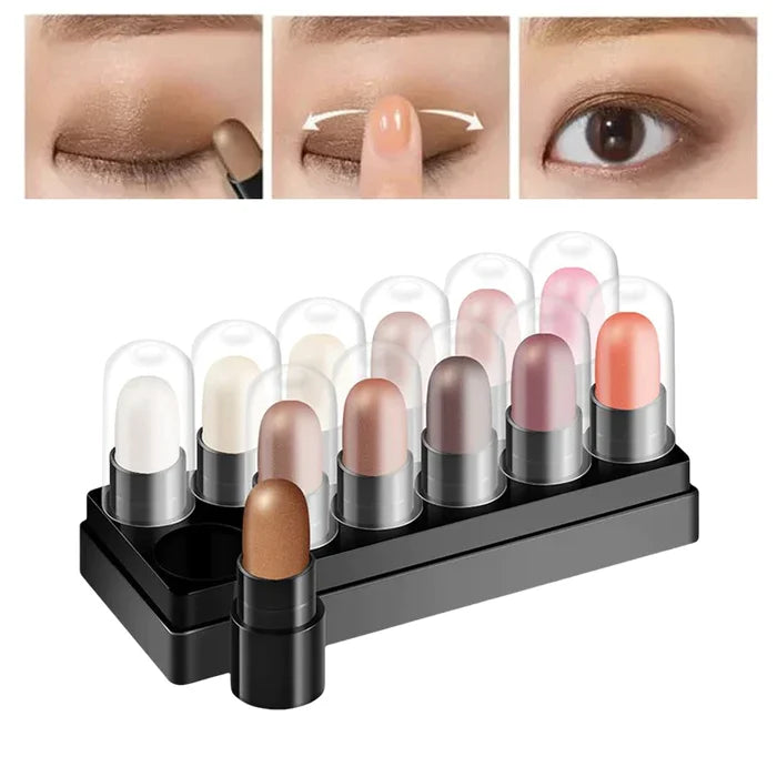 12 Colors Eyeshadow Pencil Set Waterproof Long Lasting Glitter Shimmer Highlighter