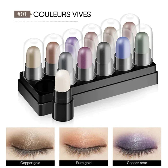 12 Colors Eyeshadow Pencil Set Waterproof Long Lasting Glitter Shimmer Highlighter