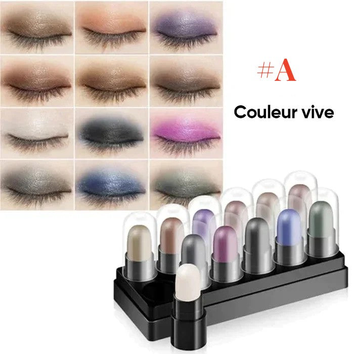 12 Colors Eyeshadow Pencil Set Waterproof Long Lasting Glitter Shimmer Highlighter