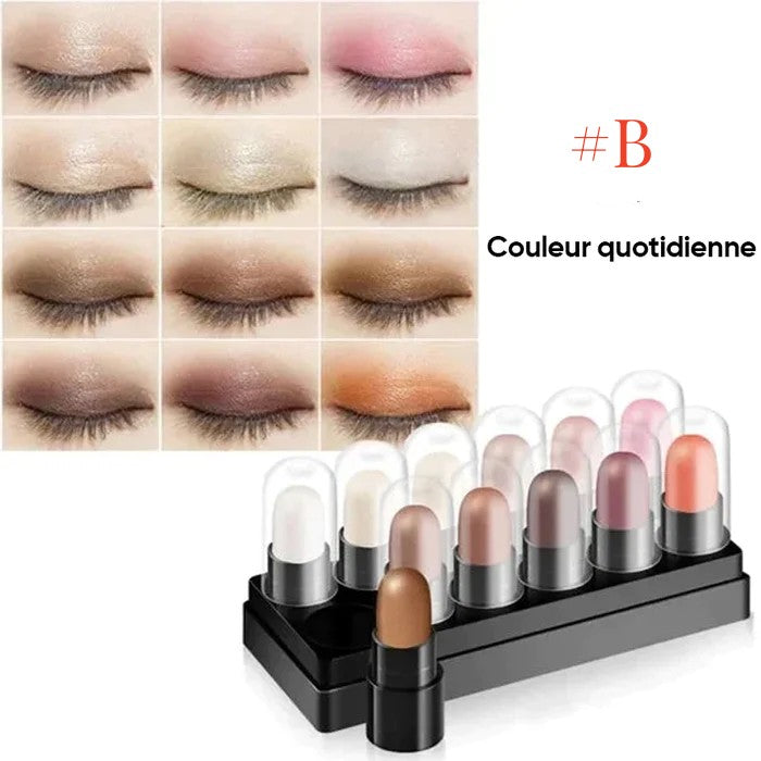 12 Colors Eyeshadow Pencil Set Waterproof Long Lasting Glitter Shimmer Highlighter