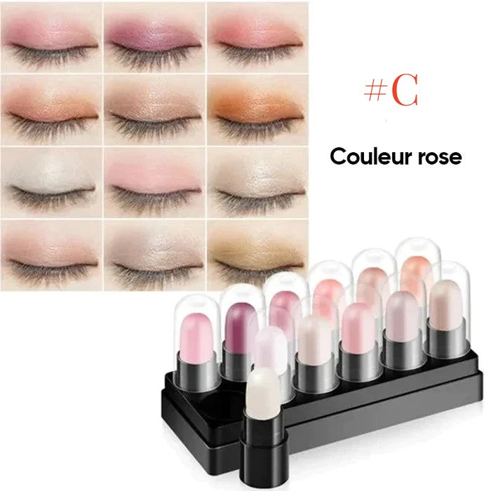 12 Colors Eyeshadow Pencil Set Waterproof Long Lasting Glitter Shimmer Highlighter
