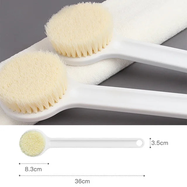 Long-handled soft bristle bath brush