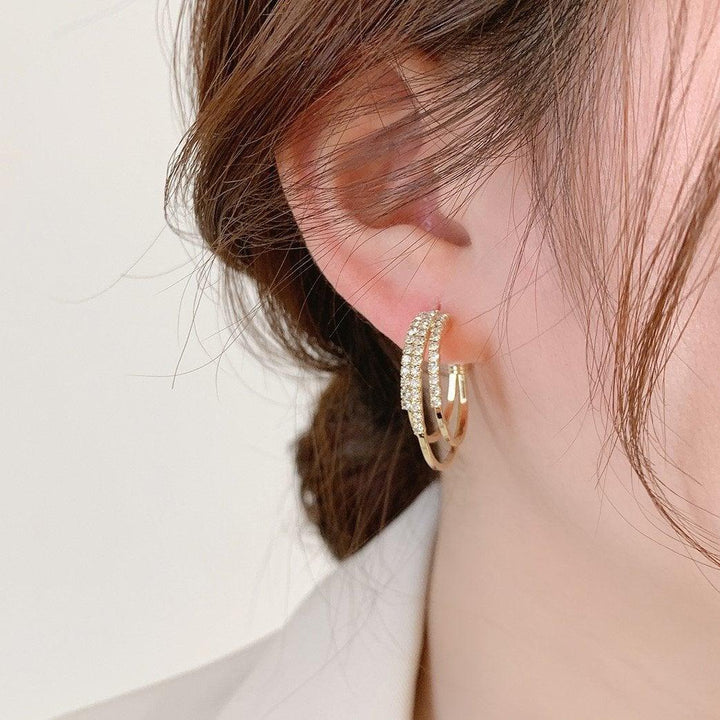 Gold Three Hoop Earrings