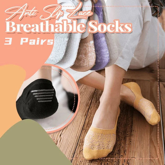 Anti Slip Lace Breathable Socks 3 Pairs
