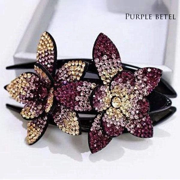 Rhinestone Double Flower Hair Clip (Buy One Free One)