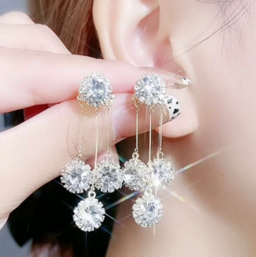 Round Diamond Korean Version Temperament Earrings