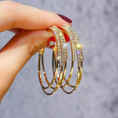 Gold Three Hoop Earrings