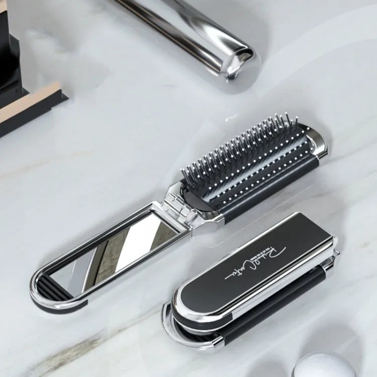 🔥 Travel folding mirror hair brush