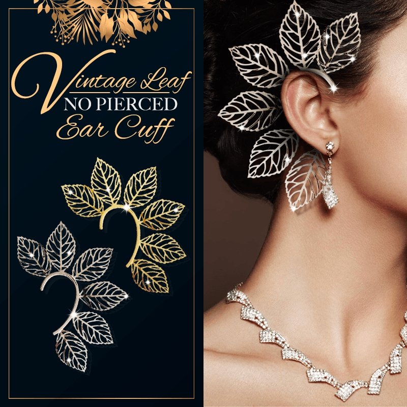 Vintage Leaf No Pierced Ear Cuff