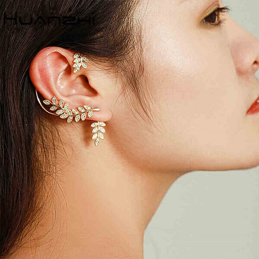 Leaves Ear Hook (BUY 1 LEAVES EAR HOOK GET 1  CRYSTAL HOOK LEAF EARRINGS)